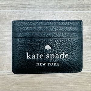 Kate Spade New York Pebbled Leather Glitter On Small Slim Card Holder EUC